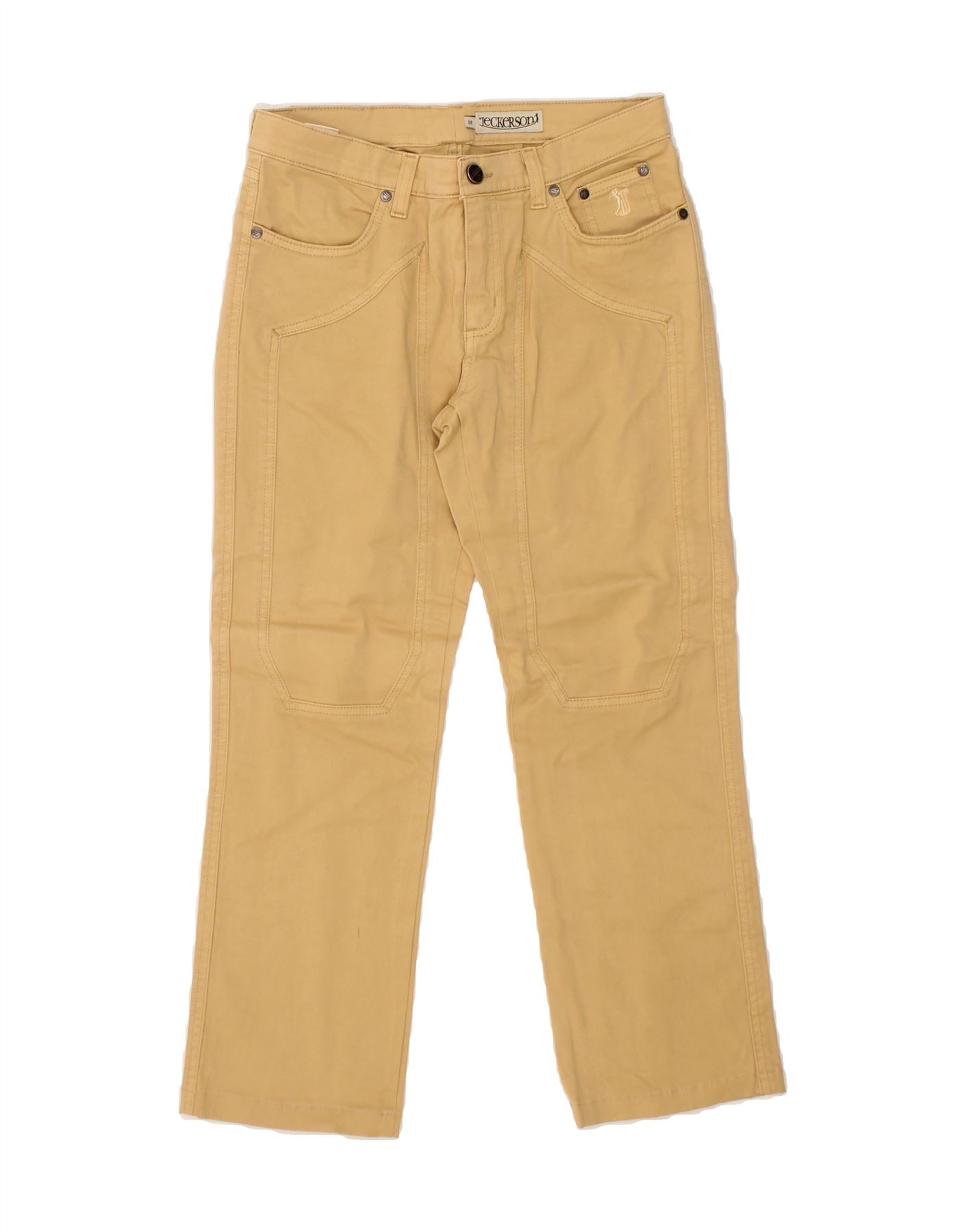 JECKERSON Womens Straight Casual Trousers W28 L25 Beige Cotton