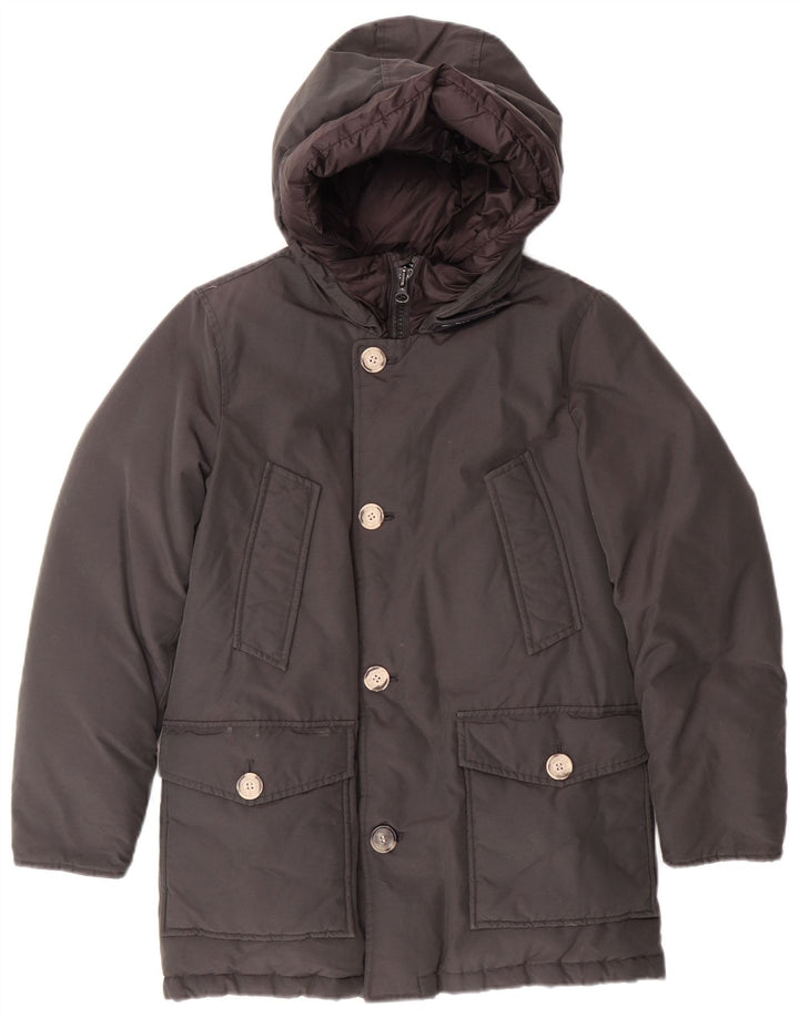 WOOLRICH Boys Hooded Padded Coat 9-10 Years Black Cotton