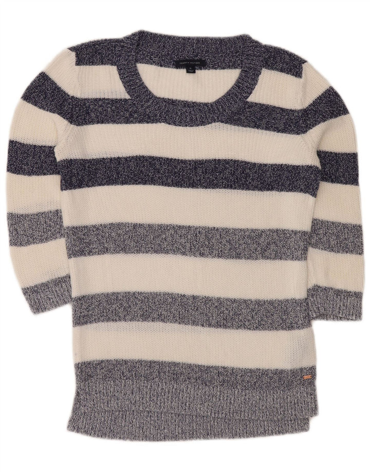 TOMMY HILFIGER Womens Boat Neck Jumper Sweater UK 14 Medium Navy Blue