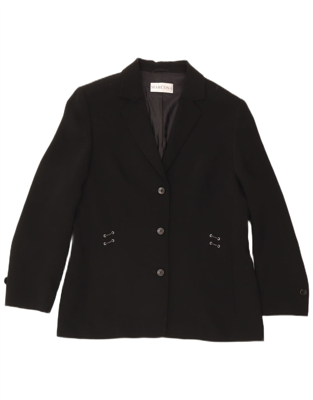 Marcona Womens 3 Button Blazer Jacket UK 16 Large Black Polyester