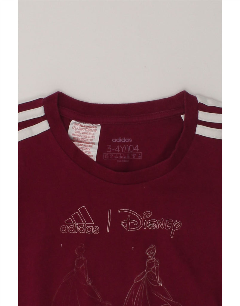 ADIDAS Girls Disney Graphic T-Shirt Top 3-4 Years Burgundy Cotton | Vintage Adidas | Thrift | Second-Hand Adidas | Used Clothing | Messina Hembry 