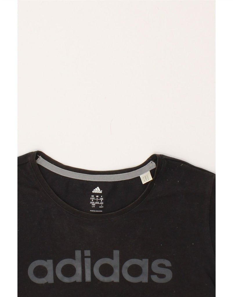 ADIDAS Womens Graphic T-Shirt Top UK 16/18 Large Black Cotton | Vintage Adidas | Thrift | Second-Hand Adidas | Used Clothing | Messina Hembry 