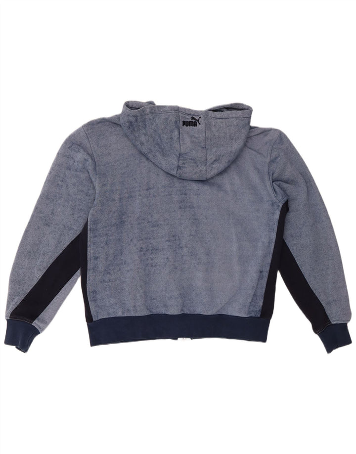 PUMA Mens Graphic Zip Hoodie Sweater Medium Blue Colourblock Cotton