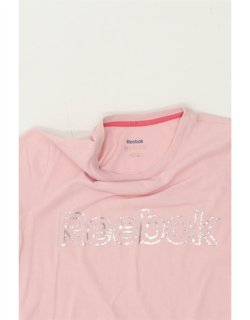 REEBOK Womens Graphic T-Shirt Top UK 10 Small Pink Vintage Reebok and Second-Hand Reebok from Messina Hembry 