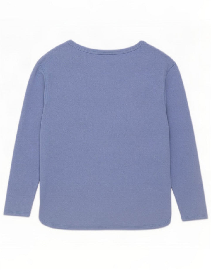 Marks & Spencer Womens Top Long Sleeve UK 14 Medium Blue Linen