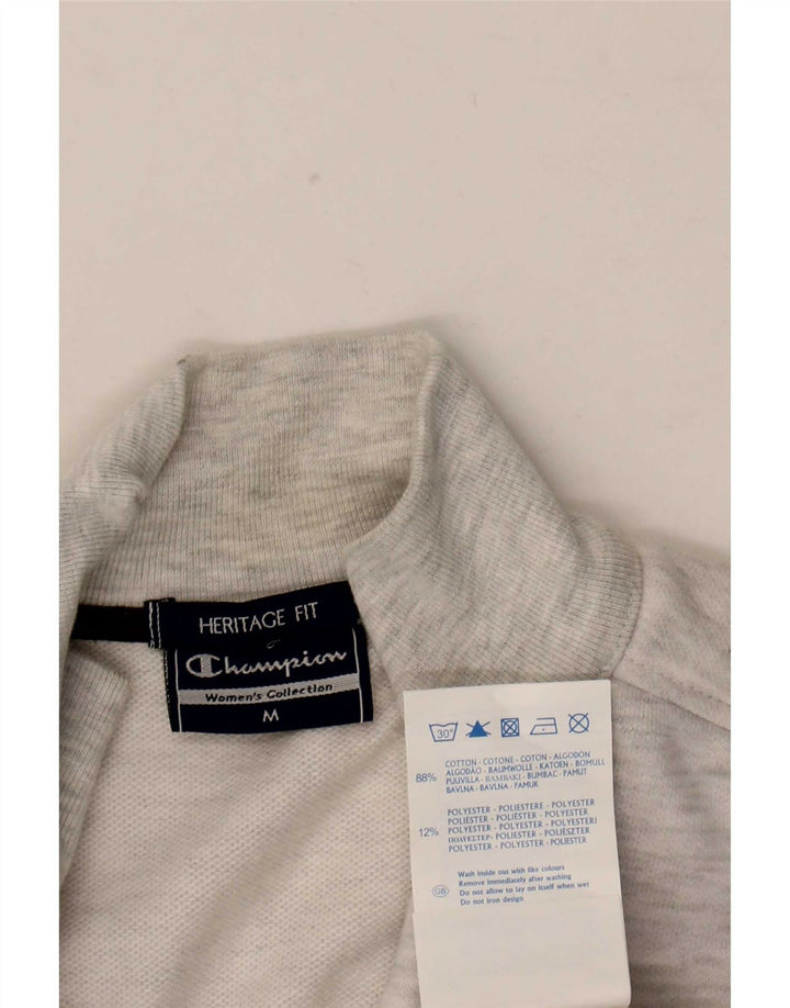 Champion Womens Heritage Fit Tracksuit Top Jacket UK 14 Medium Grey Flecked
