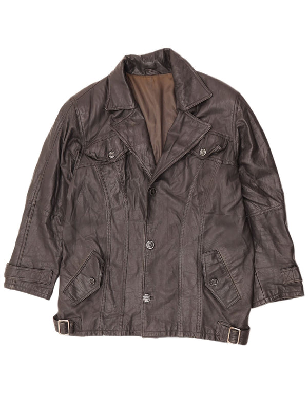 Vintage Mens Leather Jacket IT 56 3XL Black Leather