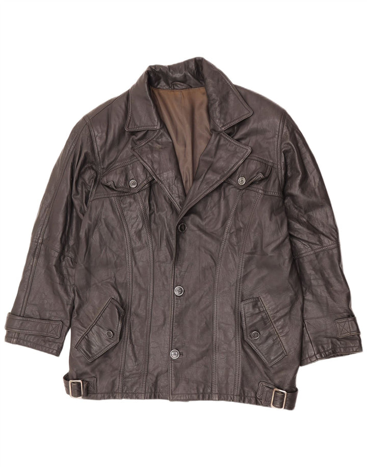 Vintage Mens Leather Jacket IT 56 3XL Black Leather