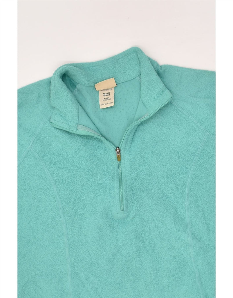 L.L.BEAN Womens Zip Neck Fleece Jumper UK 6 XS Turquoise Polyester | Vintage L.L.Bean | Thrift | Second-Hand L.L.Bean | Used Clothing | Messina Hembry 