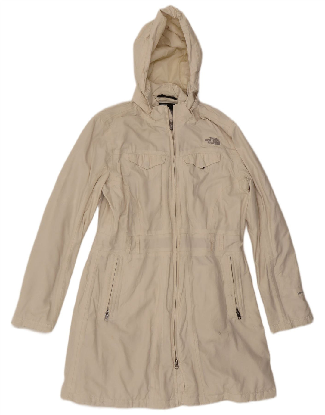 THE NORTH FACE Womens Hooded Overcoat UK 14 Large White Nylon