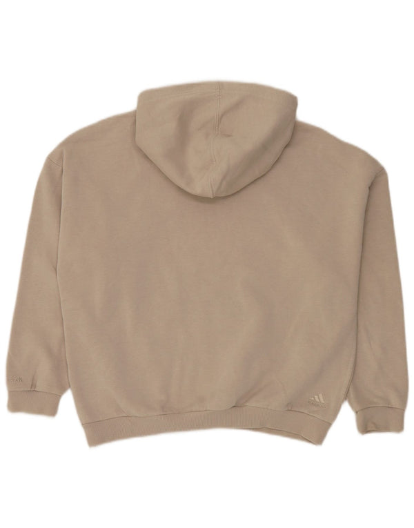 Adidas Boys Graphic Hoodie Jumper 11-12 Years Beige Cotton