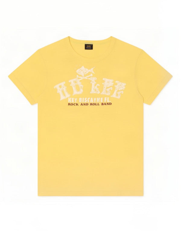 Lee Womens Graphic T-Shirt Top UK 12 Medium Yellow Cotton