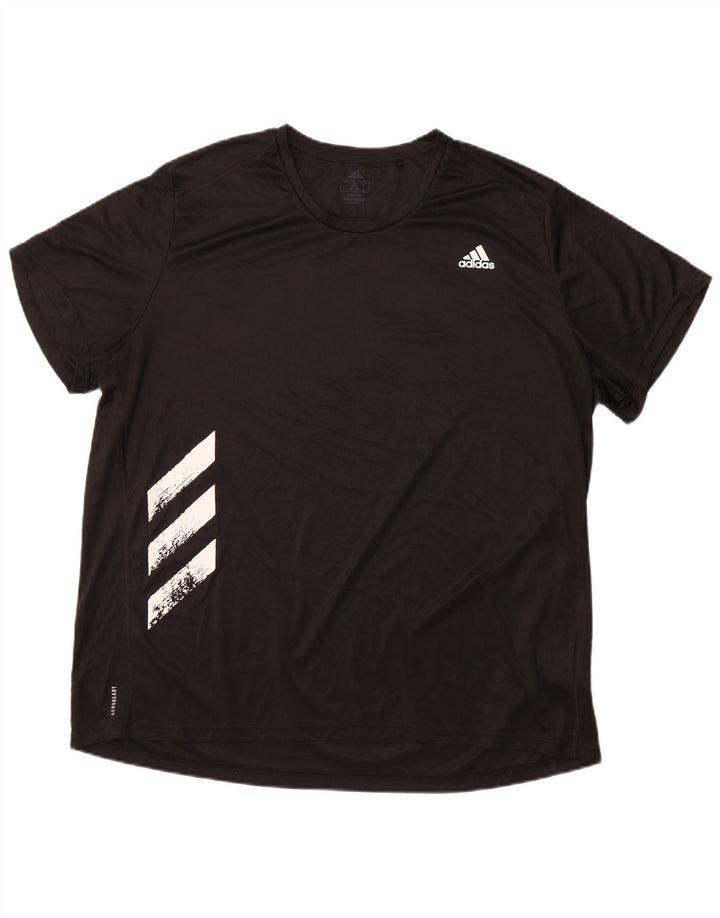 ADIDAS Mens Running T-Shirt Top 2XL Black Polyester Sports