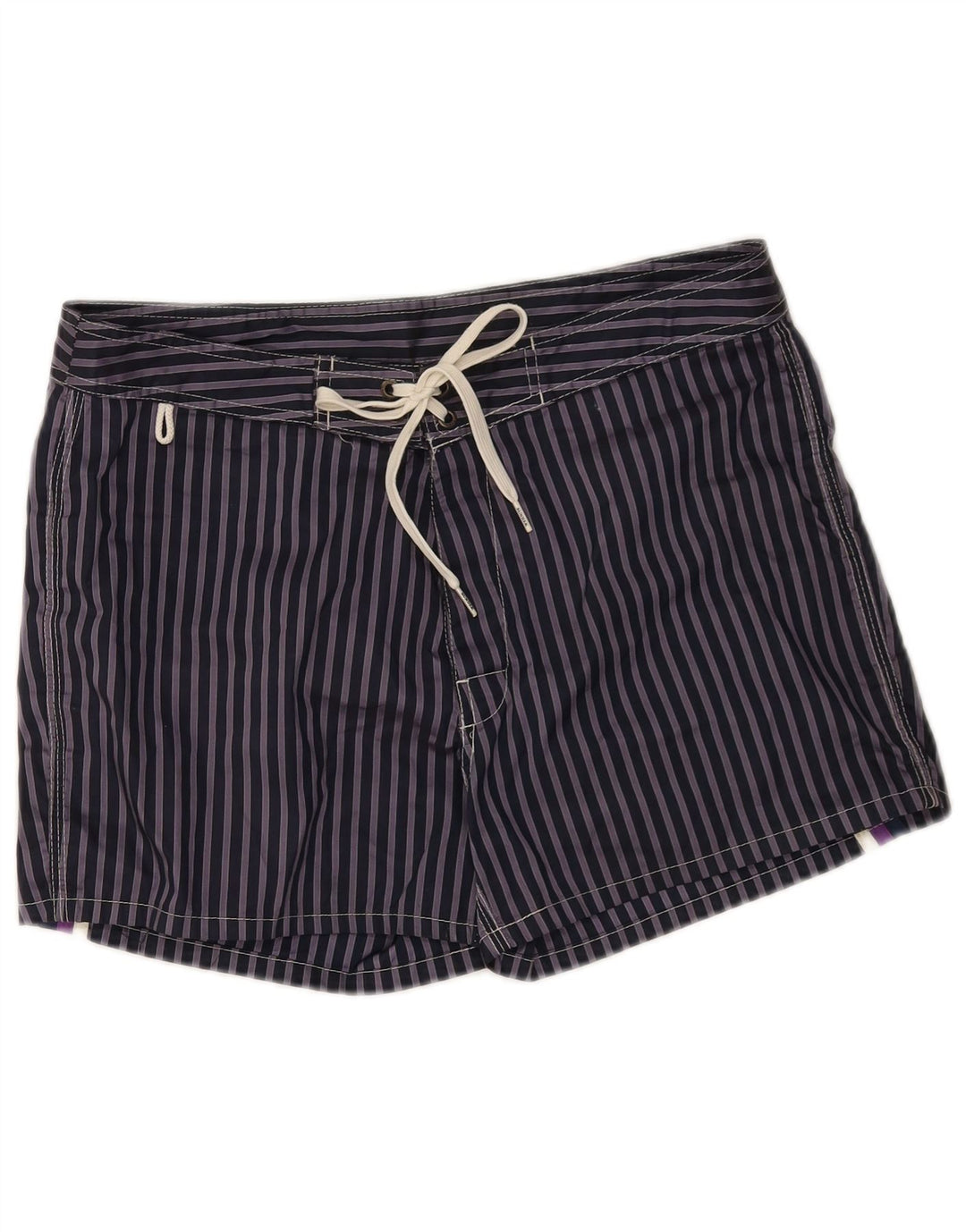 Sundek Mens Swimming Shorts Medium Navy Blue Pinstripe Polyester