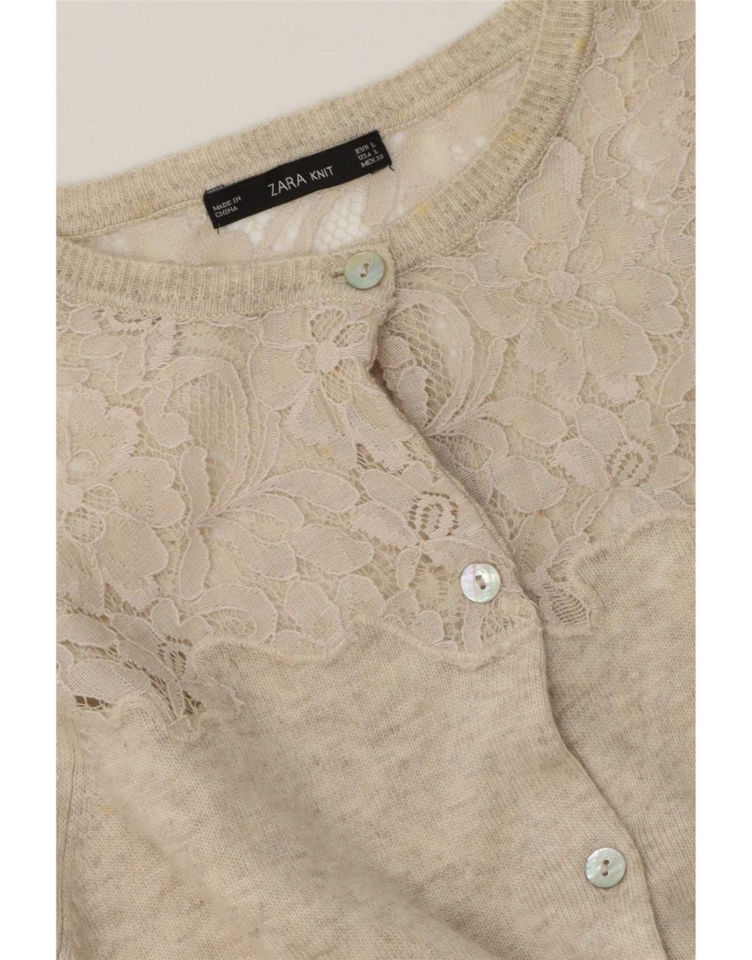 Zara Womens Cardigan Sweater UK 16 Large Beige Flecked