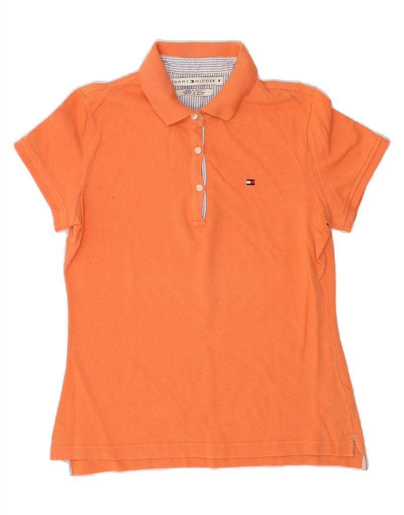 TOMMY HILFIGER Womens Polo Shirt UK 12 Medium Orange Cotton | Vintage Tommy Hilfiger | Thrift | Second-Hand Tommy Hilfiger | Used Clothing | Messina Hembry 