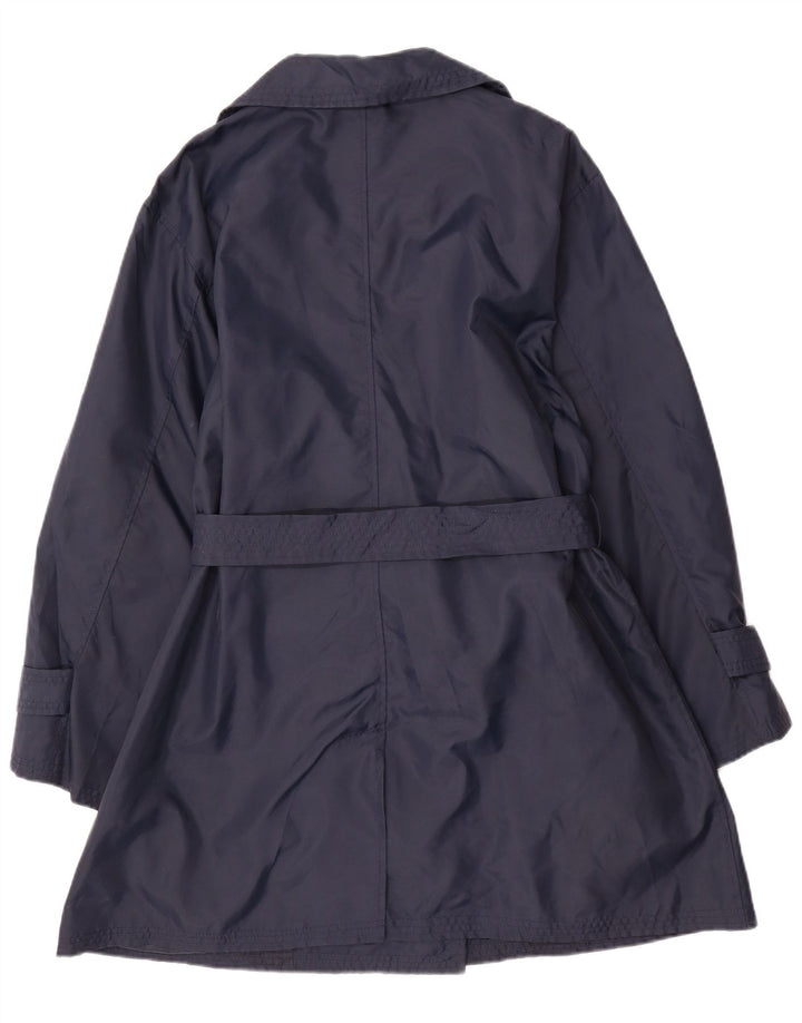 VINTAGE Womens Double Breasted Trench Coat UK 12 Medium Navy Blue