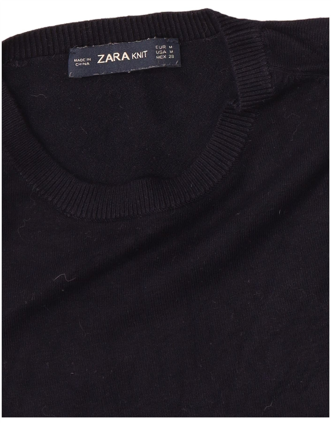 ZARA Womens Crew Neck Jumper Sweater UK 12 Medium Navy Blue