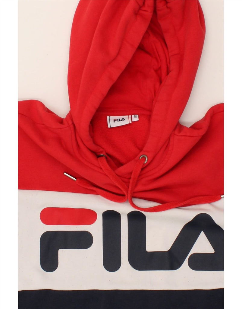 FILA Mens Graphic Hoodie Jumper Medium Multicoloured Colourblock Cotton Vintage Fila and Second-Hand Fila from Messina Hembry 