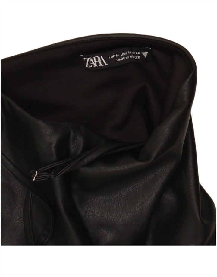 Zara Womens Faux Leather Corset Top UK 12 Medium Black