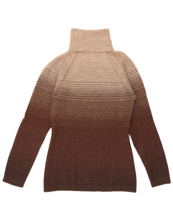 Sportmax Womens Roll Neck Jumper Sweater UK 12 Medium Brown Striped