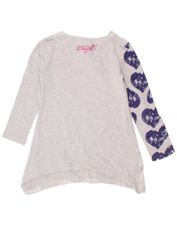 Desigual Girls Graphic Long Sleeve Tunic Dress 5-6 Years Grey Flecked Heart