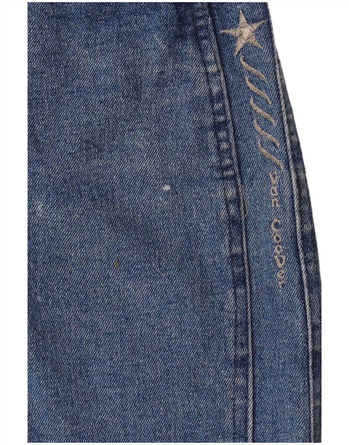 Vintage Womens Mini Denim Skirt IT 46 Large W32 Blue Cotton