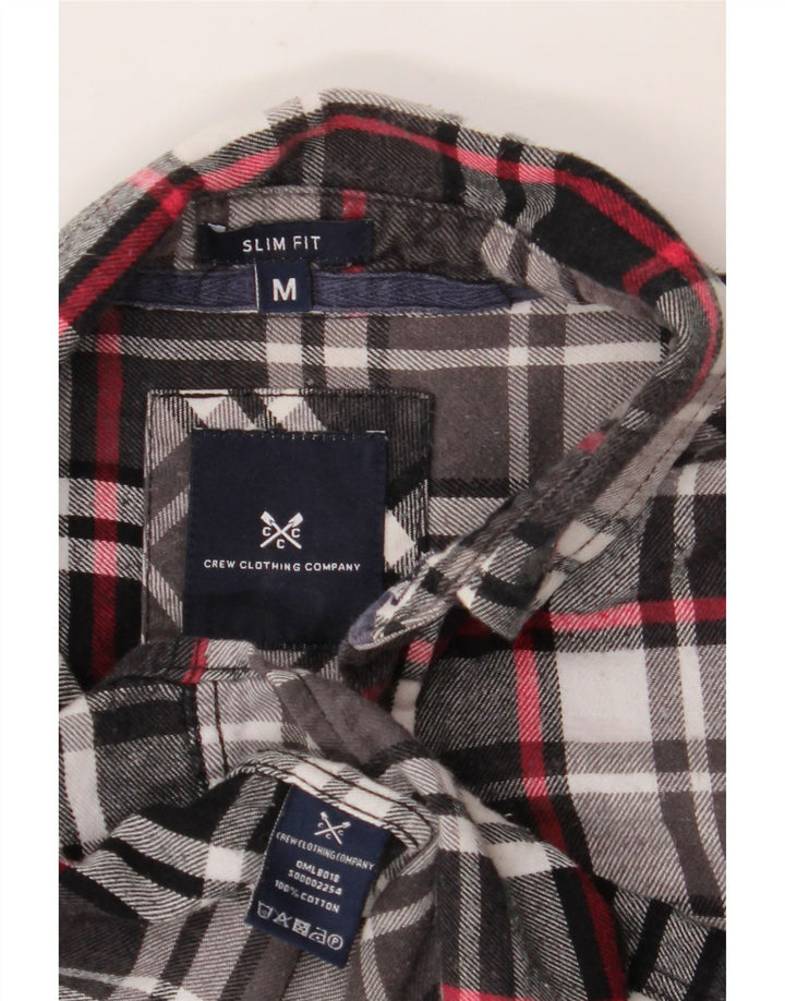 CREW CLOTHING Mens Slim Fit Flannel Shirt Medium Black Check Cotton