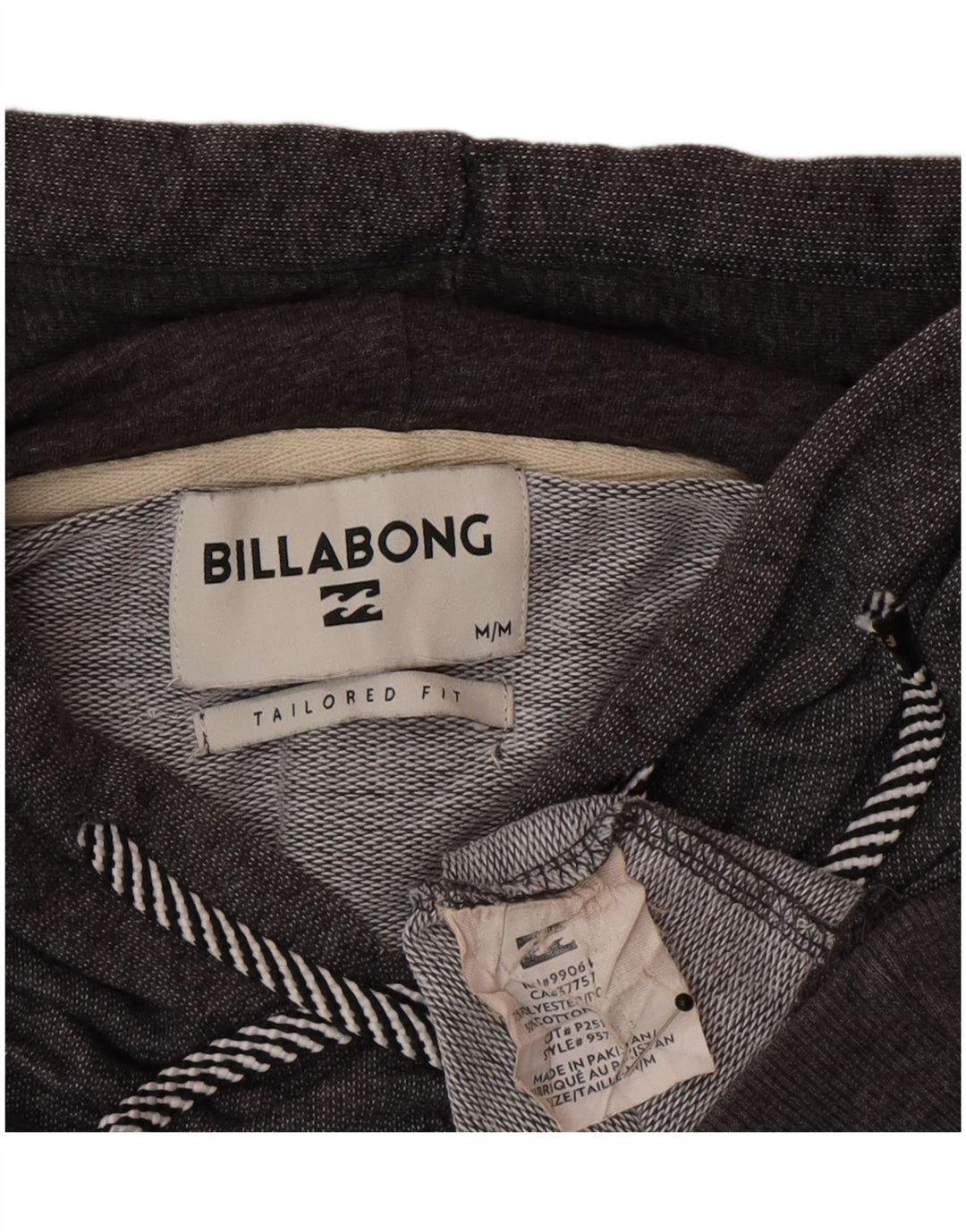 Billabong Mens Tailored Fit Graphic Hoodie Jumper Medium Grey Flecked
