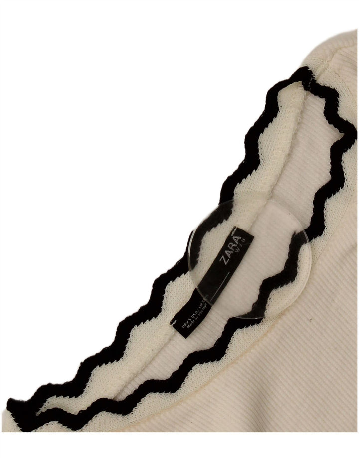Zara Womens Crop Top Long Sleeve UK 8 Small White