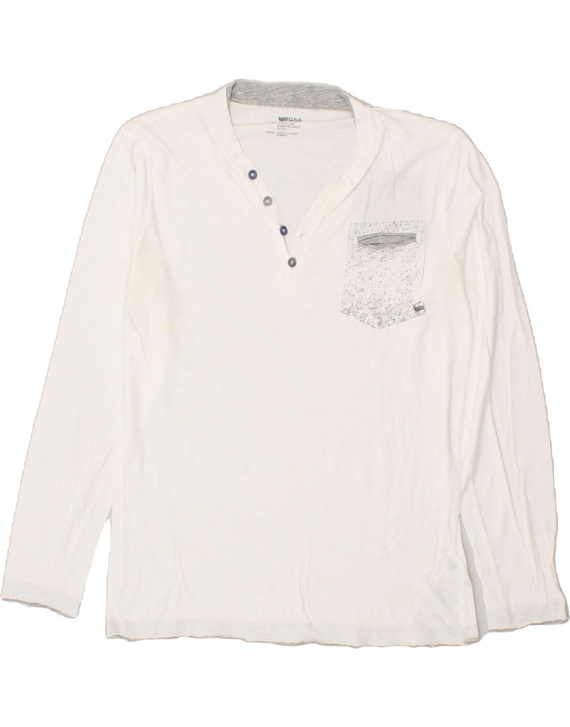 GAS Mens Top Long Sleeve Medium White Cotton | Vintage Gas | Thrift | Second-Hand Gas | Used Clothing | Messina Hembry 