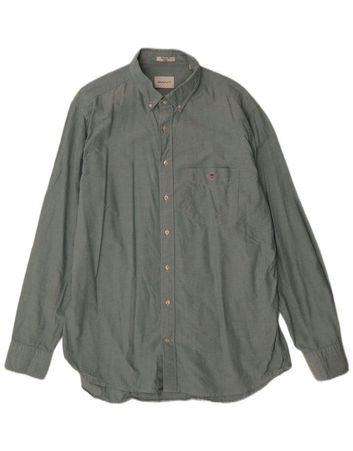 Gant Mens Regular Fit Shirt Size 45/46 2XL Green Cotton