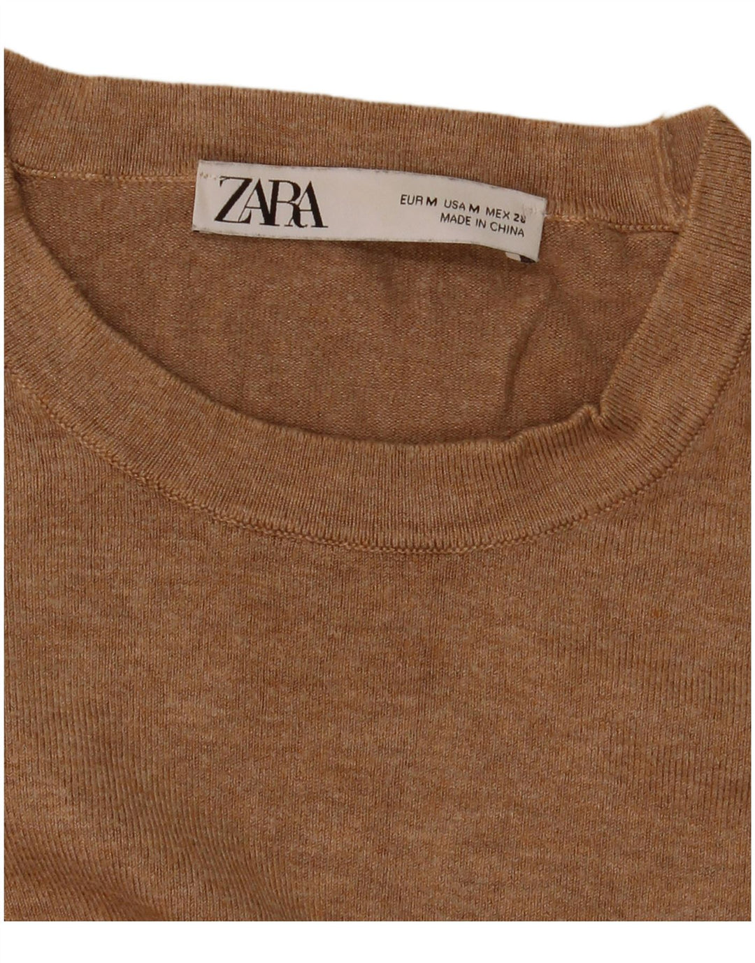 Zara Womens Crew Neck Jumper Sweater UK 12 Medium Beige