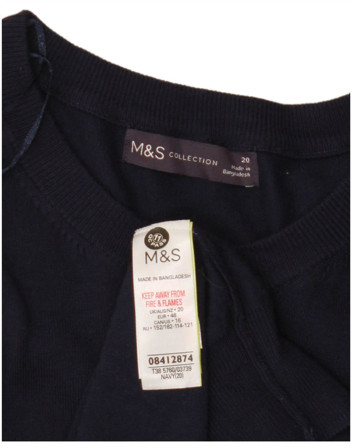 MARKS & SPENCER Womens Crop Cardigan Sweater UK 20 2XL Navy Blue Viscose