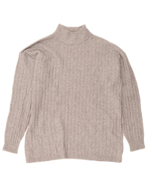 Eddie Bauer Womens Tall Turtle Neck Jumper Sweater UK 14 Medium Grey