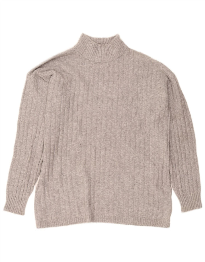 Eddie Bauer Womens Tall Turtle Neck Jumper Sweater UK 14 Medium Grey