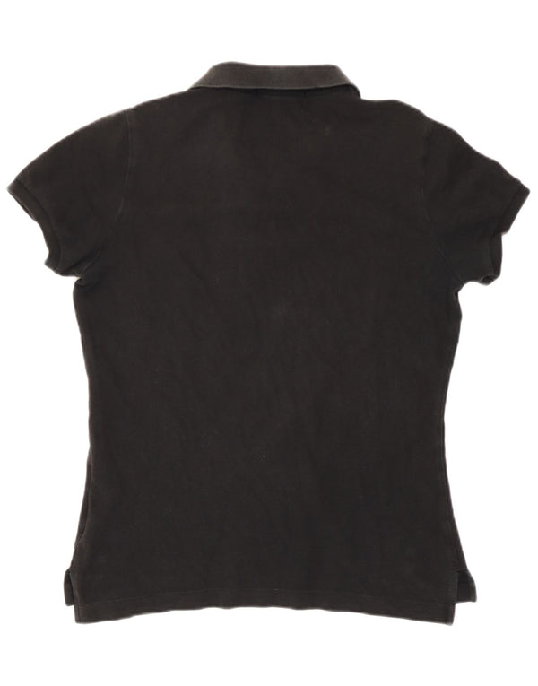 Ralph Lauren Womens Skinny Polo Shirt UK 14 Large Black Cotton