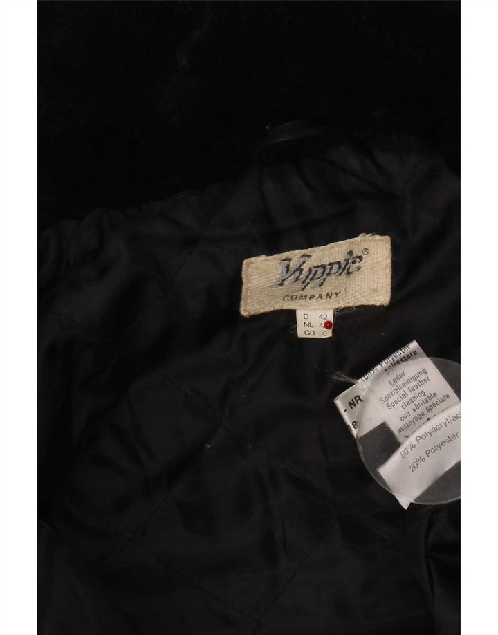Yuppie Womens Suede Oversized Duffle Coat UK 16 Large Black Geometric