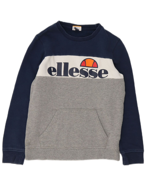 Ellesse Boys Graphic Sweatshirt Jumper 12-13 Years Blue Colourblock Cotton