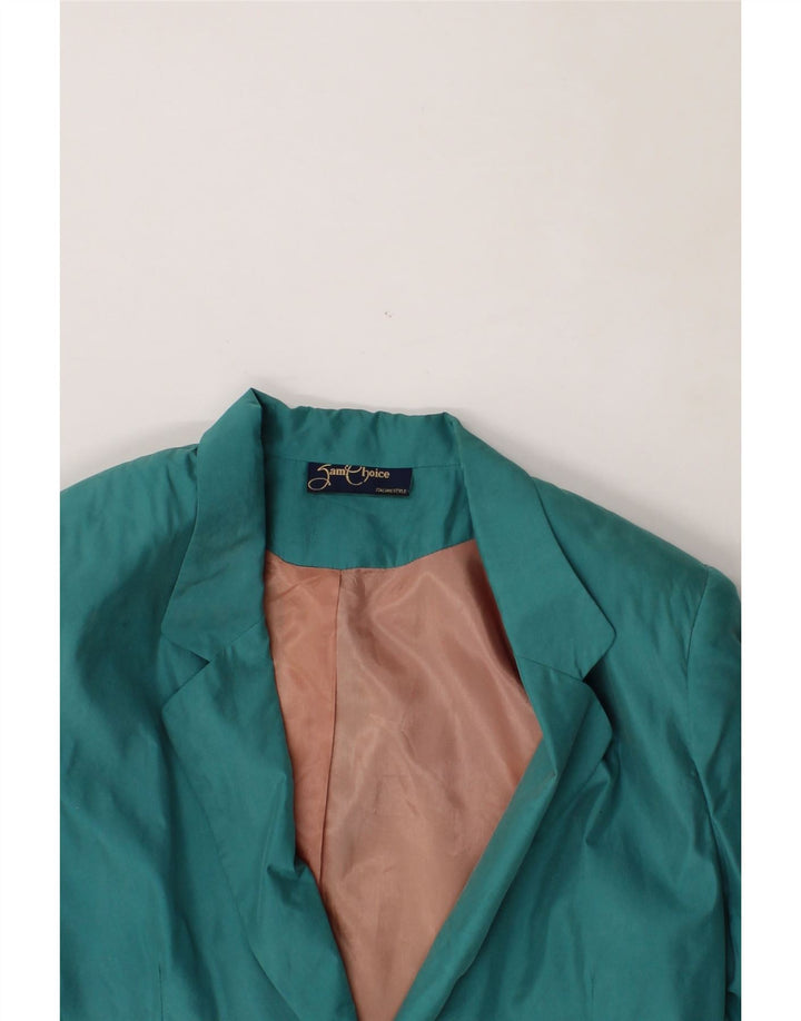 VINTAGE Womens 2 Button Blazer Jacket UK 14 Medium Turquoise Vintage Vintage and Second-Hand Vintage from Messina Hembry 