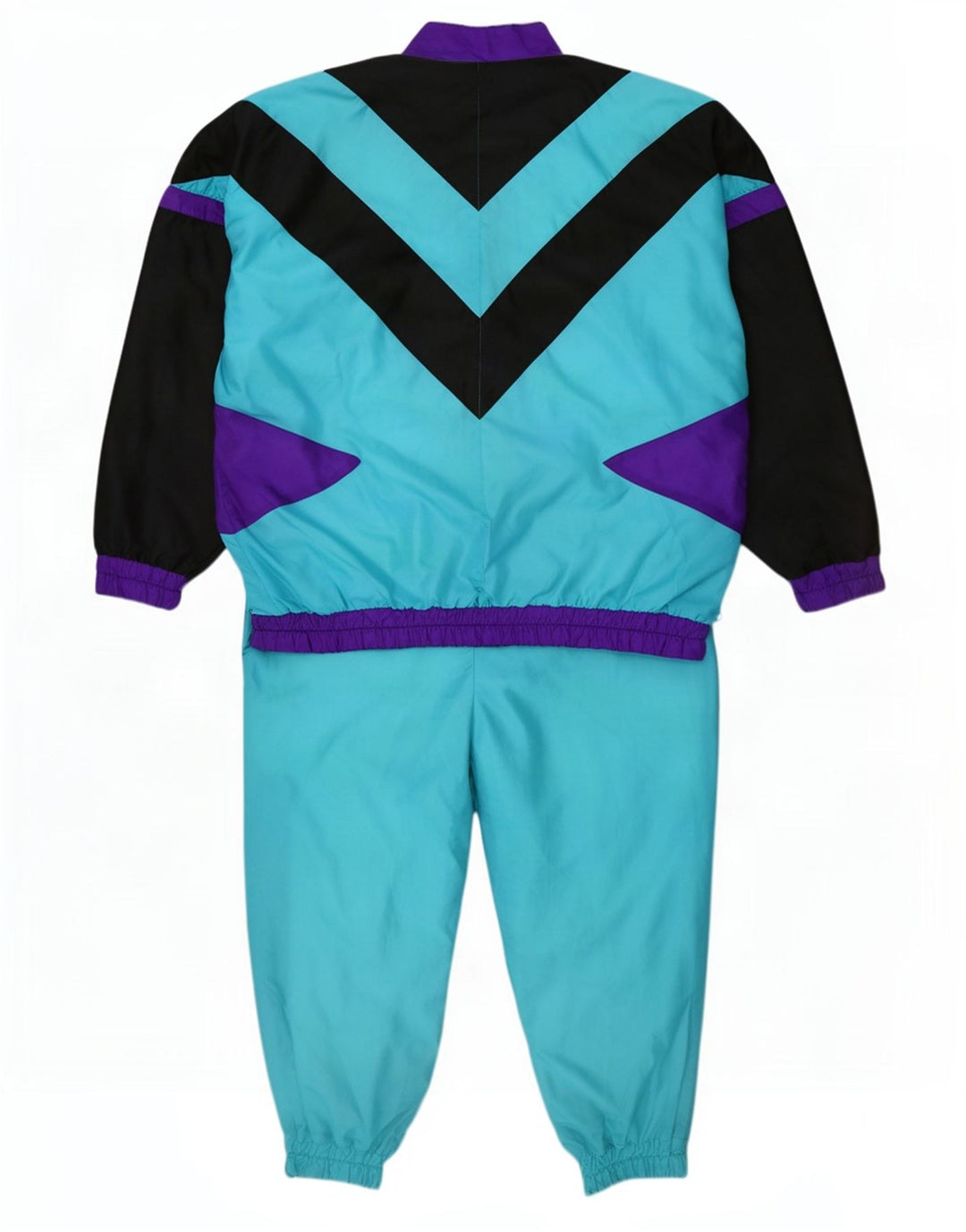 Vintage Mens Full Tracksuit XL Blue Colourblock Polyamide Retro