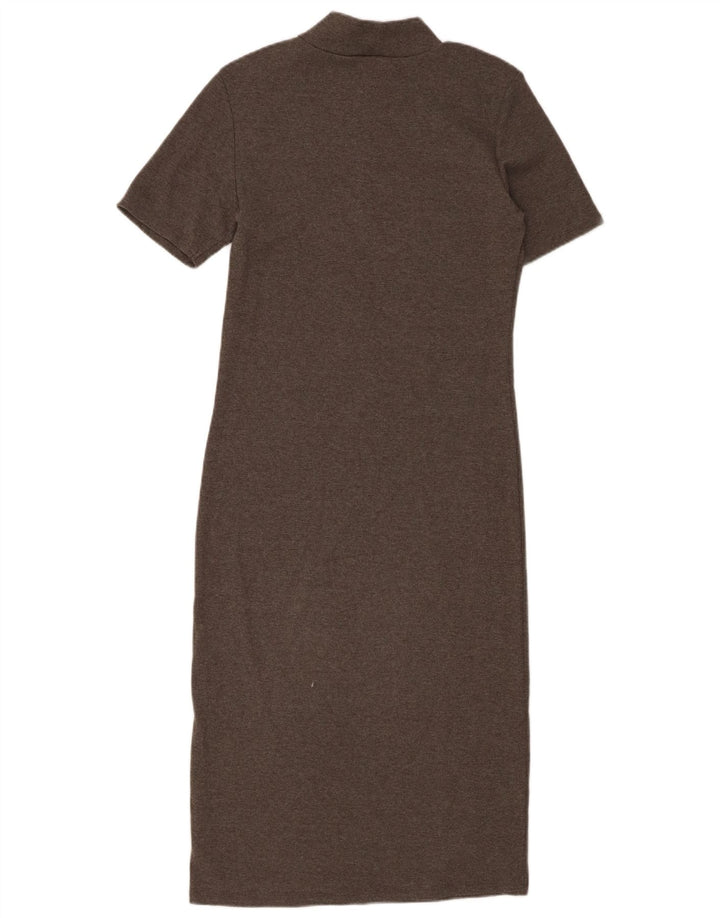 Zara Womens Short Sleeves Bodycon Dress UK 14 Large Grey Polyester