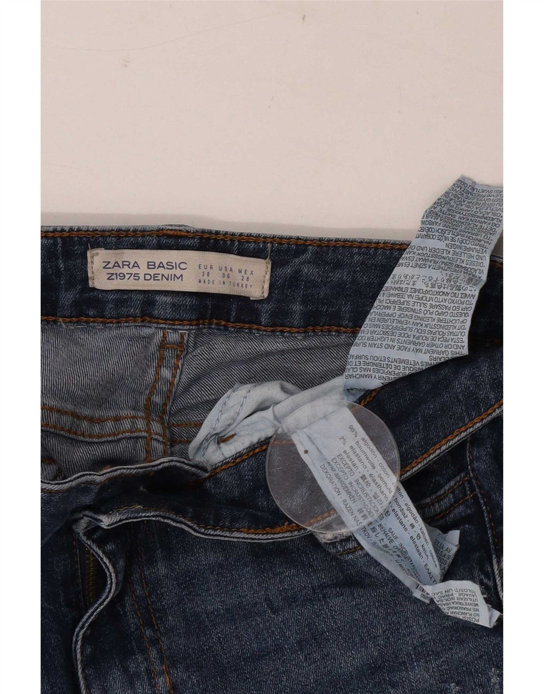 Zara Womens Distressed Slim Jeans EU 38 Small W28 L27 Blue Cotton