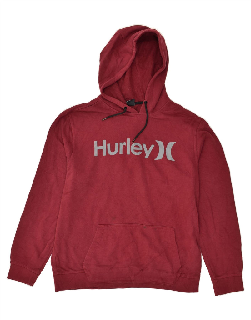 HURLEY Mens Graphic Hoodie Jumper Large Burgundy Cotton | Vintage Hurley | Thrift | Second-Hand Hurley | Used Clothing | Messina Hembry 