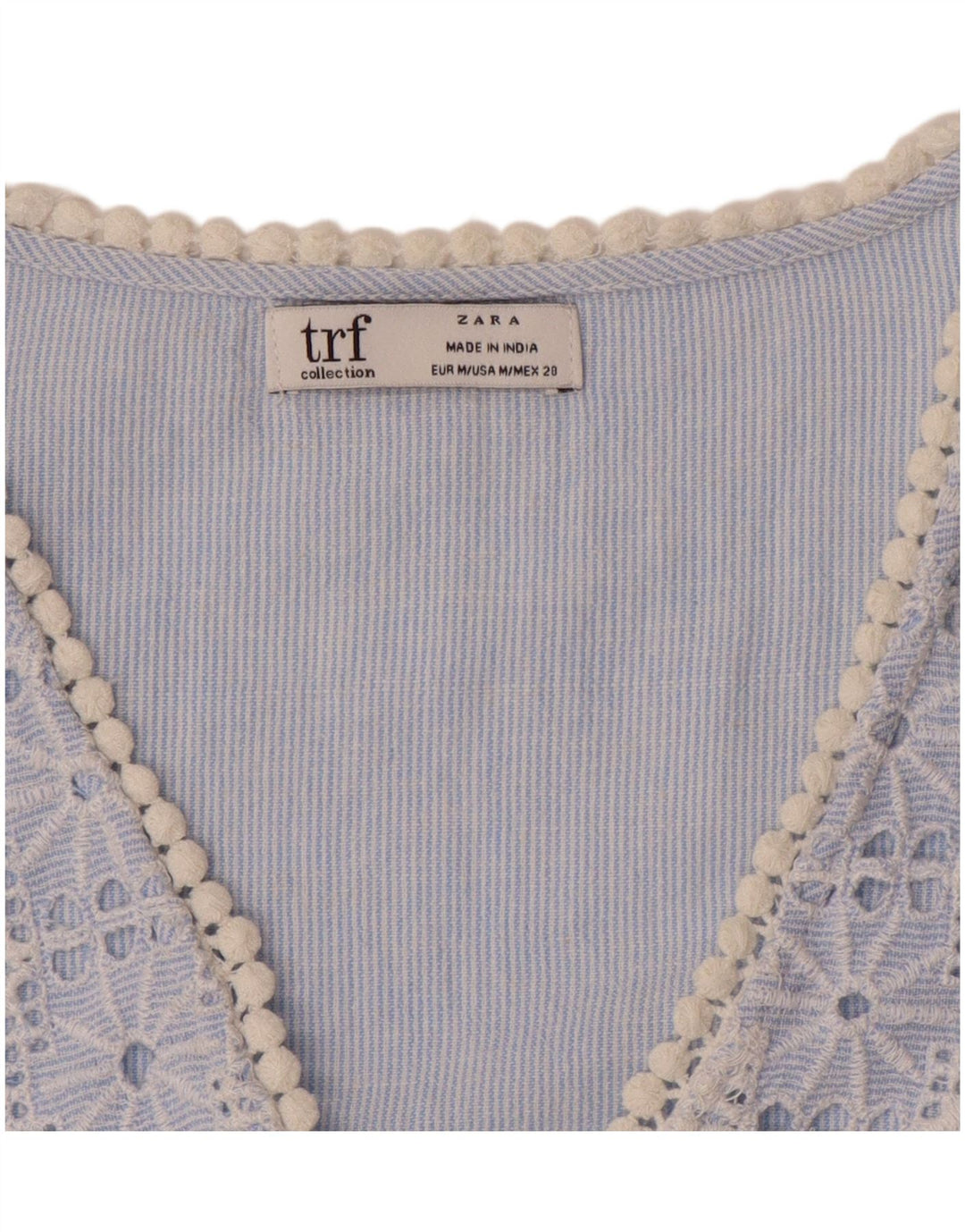 ZARA Womens Shift Dress UK 14 Medium Blue Pinstripe