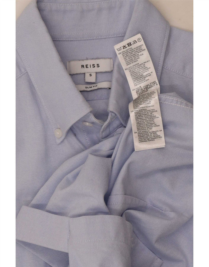 Reiss Mens Slim Fit Shirt Small Blue Cotton