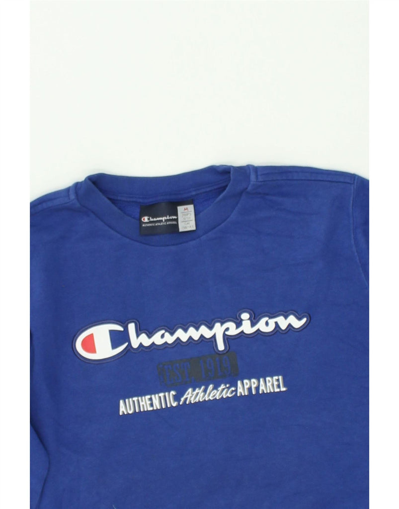 CHAMPION Boys Graphic Sweatshirt Jumper 9-10 Years Medium Blue Cotton | Vintage Champion | Thrift | Second-Hand Champion | Used Clothing | Messina Hembry 