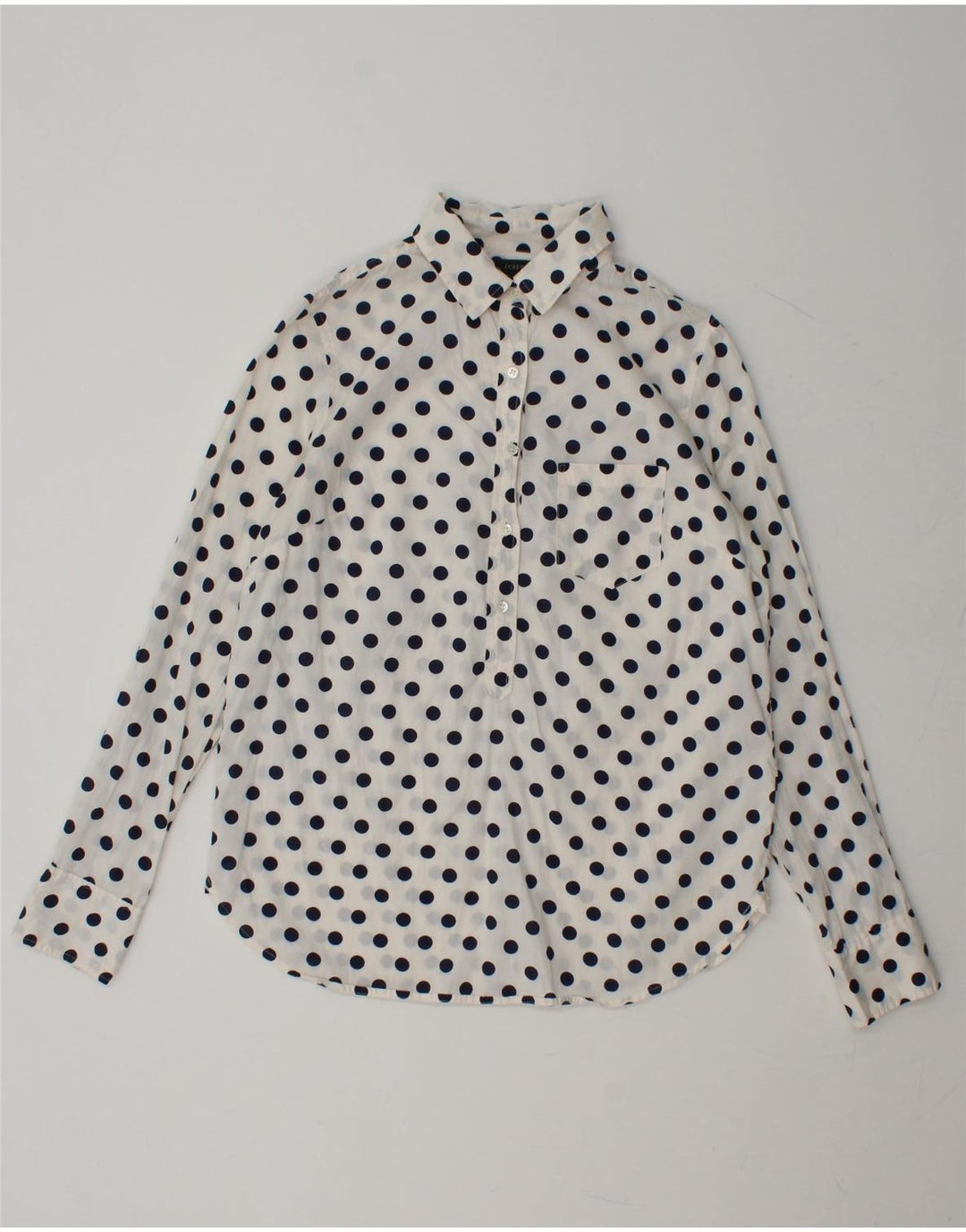 J. CREW Womens Pullover Shirt US 4 Small White Polka Dot Cotton Vintage J. Crew and Second-Hand J. Crew from Messina Hembry 