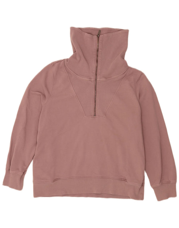 Fat Face Womens Oversized Zip Neck Sweatshirt Jumper UK 16 Large Pink