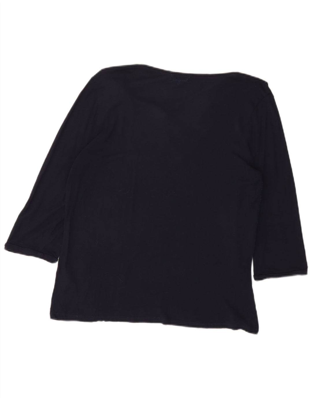 DESIGUAL Womens Graphic Top 3/4 Sleeve UK 20 2XL Navy Blue Floral Viscose